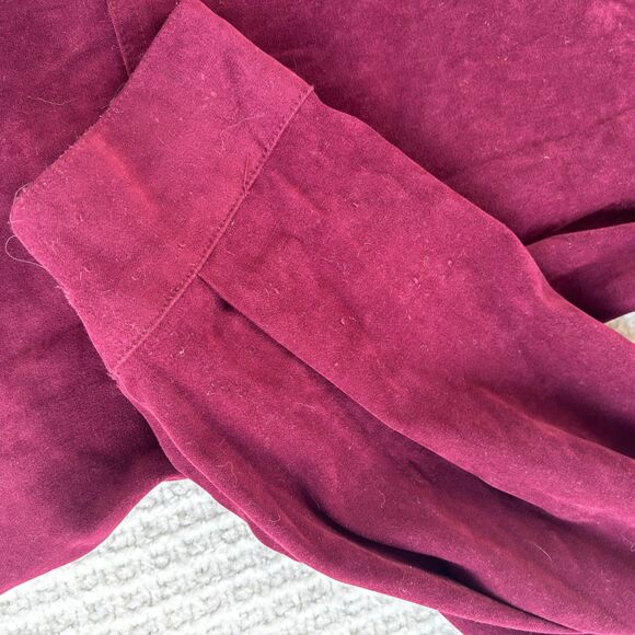 R&K Originals Burgundy Faux Suede Button Up Shirt Jacket L Soft Preppy Chic - Picture 2 of 8